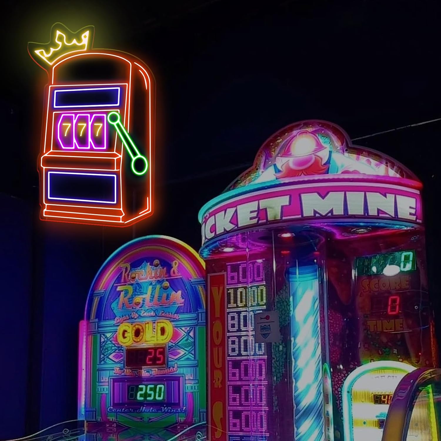 Slot Machine Neon Sign Game Ic - Outdoor Power Garage review and price